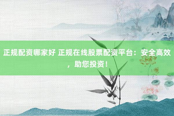 正规配资哪家好 正规在线股票配资平台：安全高效，助您投资！